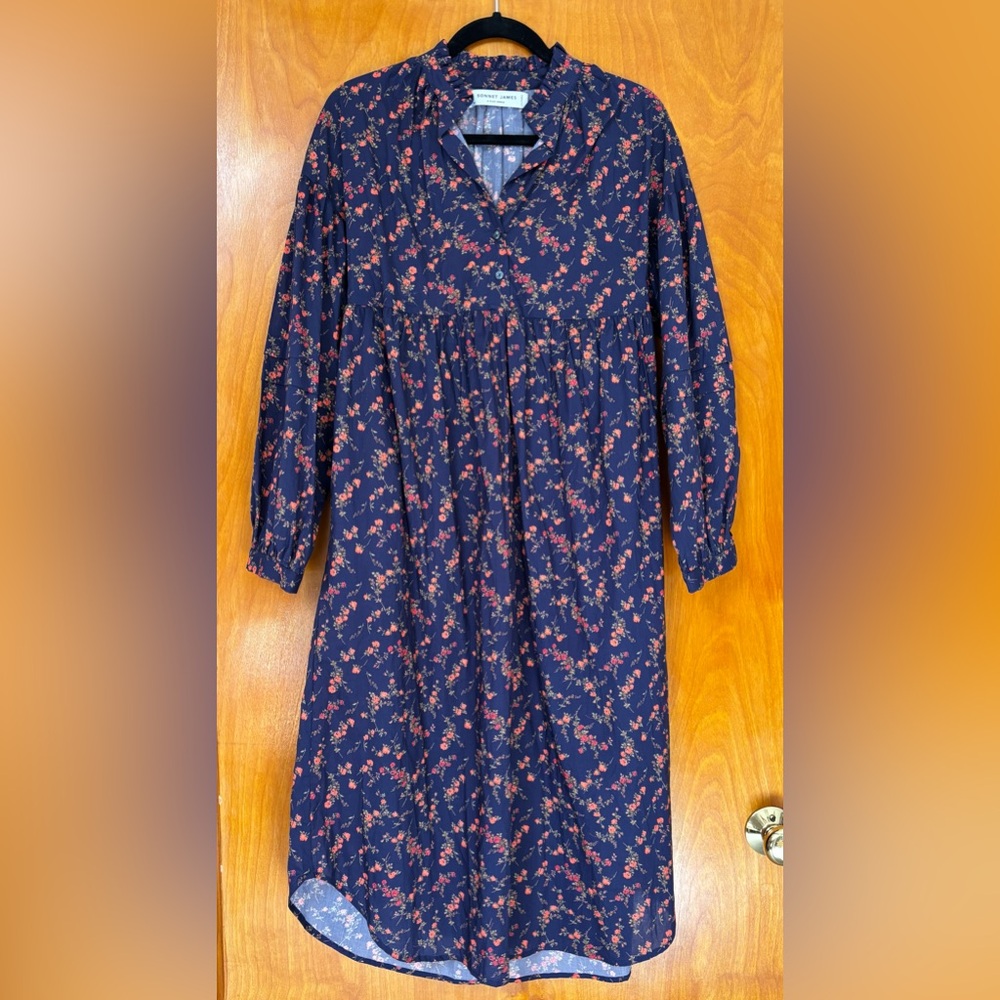 Sonnet James - Colette Dress Navy Floral Long-Sleeve Midi Dress